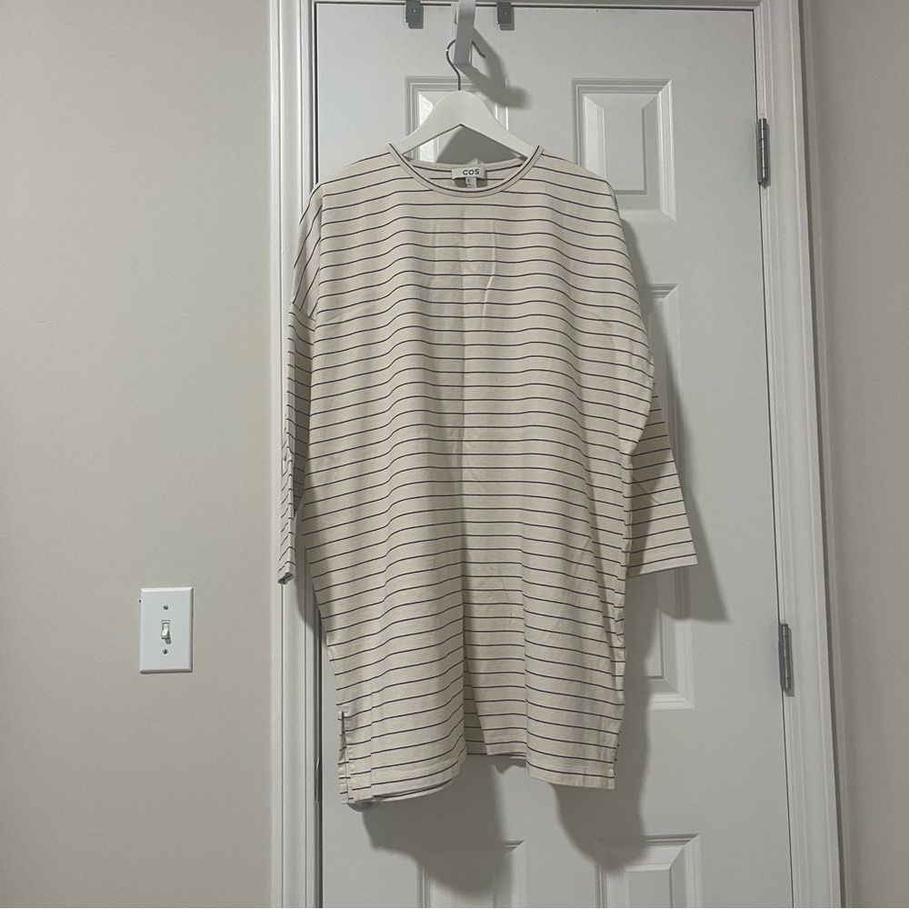 COS Striped Long Sleeve Tee in Cream and Black